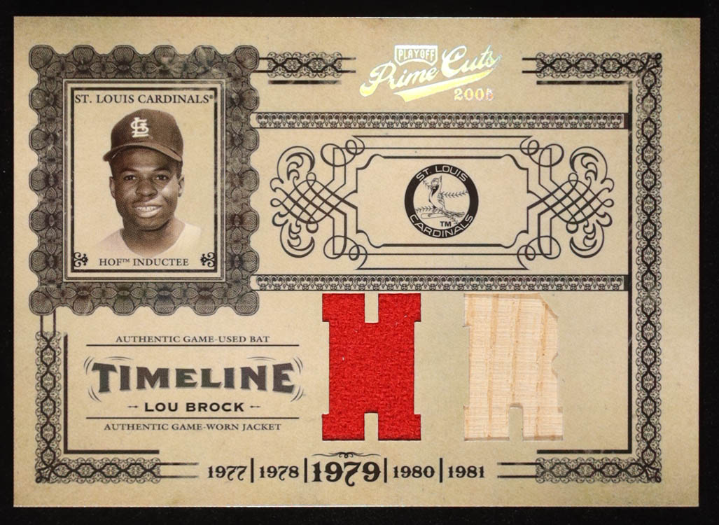 Lou Brock 2005 Prime Cuts Timeline Material Combo CY HR #T14 Bat-Jacket #07/25 at PristineAuction.com Lou Brock 2005 Prime Cuts Timeline Material Combo CY HR #T14 Bat-Jacket #07/25 at PristineAuction.com