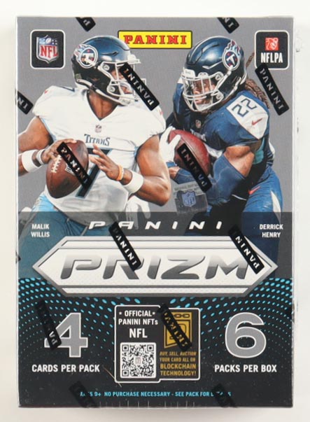 2022 Panini Prizm Football (6) Pack Blaster Box (Green & Light Blue Prizms!) (Reed Buy) at PristineAuction.com 2022 Panini Prizm Football (6) Pack Blaster Box (Green & Light Blue Prizms!) (Reed Buy) at PristineAuction.com