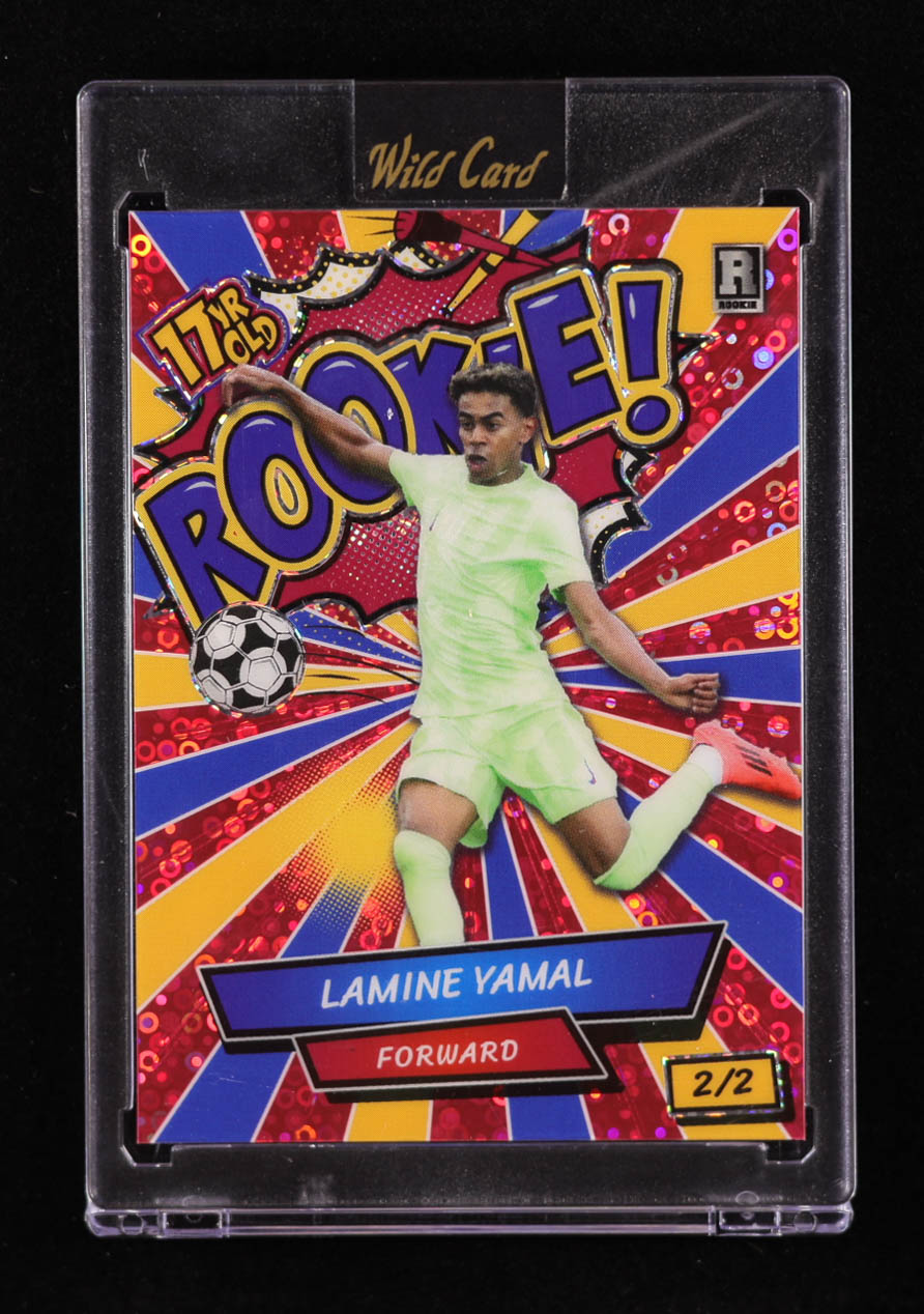 Lamine Yamal 2024 Wild Card Comix ROOKIE! Pink Donut Circles #ACRR-LY3 #2/2 RC at PristineAuction.com Lamine Yamal 2024 Wild Card Comix ROOKIE! Pink Donut Circles #ACRR-LY3 #2/2 RC at PristineAuction.com