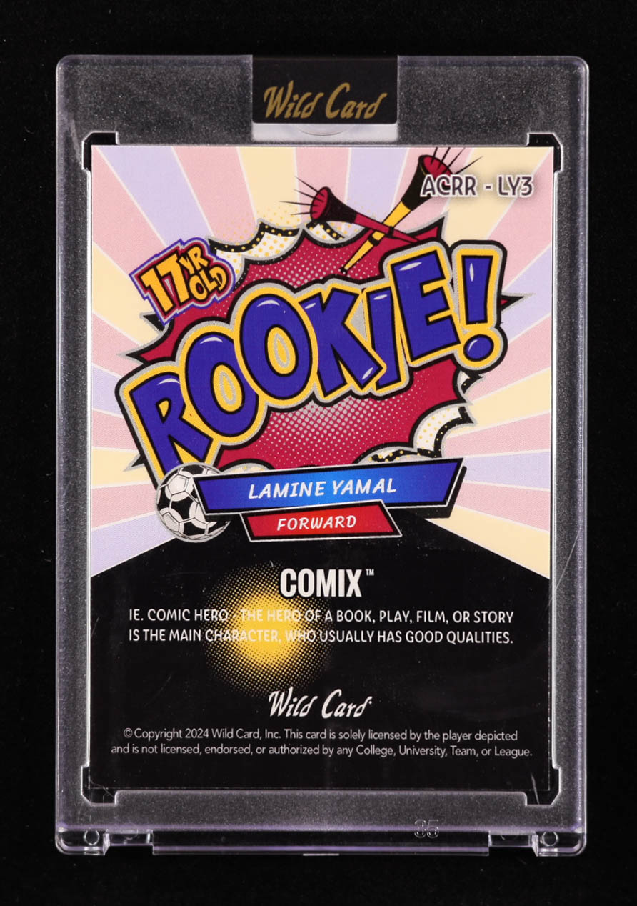 Lamine Yamal 2024 Wild Card Comix ROOKIE! Pink Donut Circles #ACRR-LY3 #2/2 RC at PristineAuction.com Lamine Yamal 2024 Wild Card Comix ROOKIE! Pink Donut Circles #ACRR-LY3 #2/2 RC at PristineAuction.com