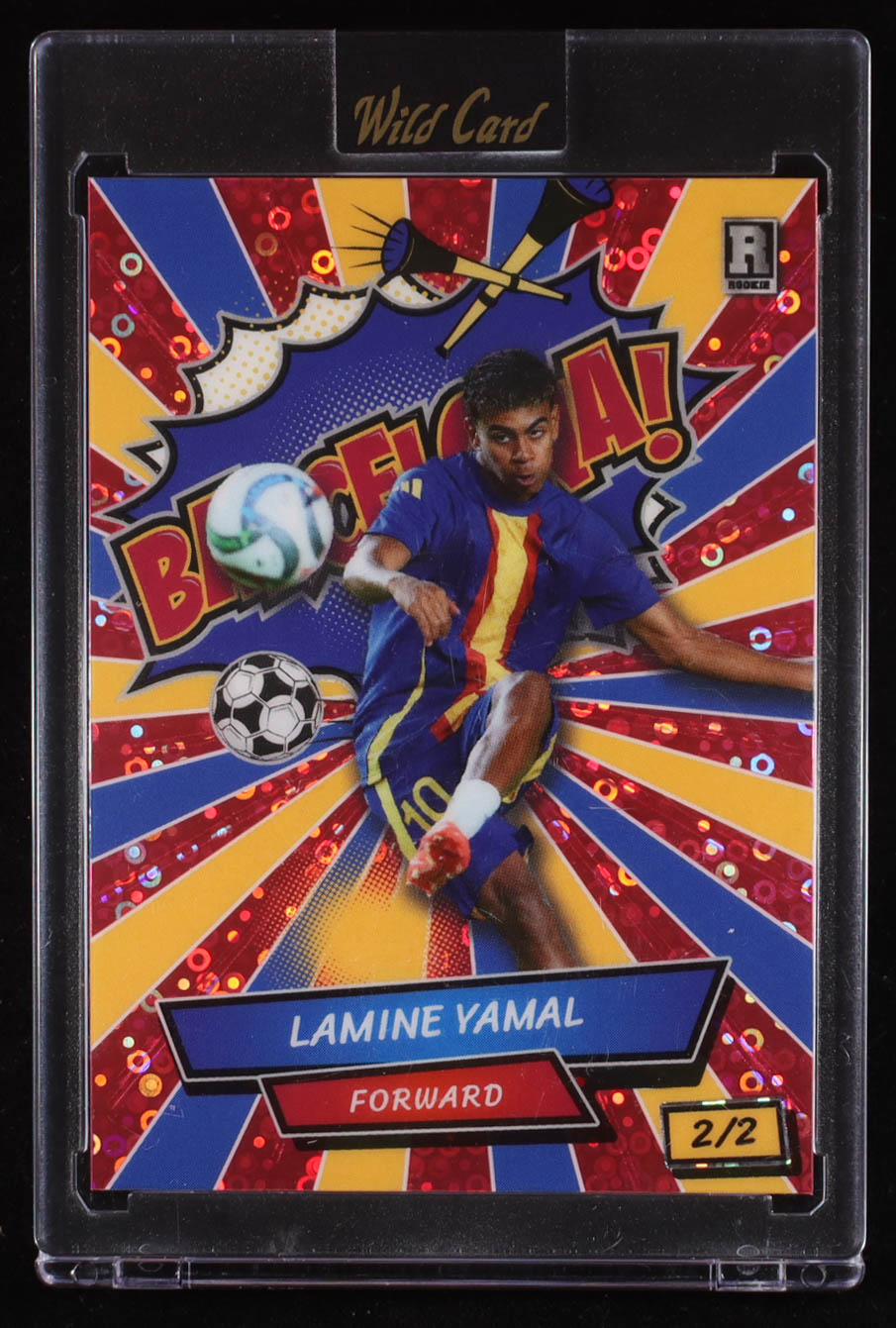 Lamine Yamal 2024 Wild Card Alumination Comix Barcelona! Red Disco #ACGBLY4 RC #2/2 at PristineAuction.com Lamine Yamal 2024 Wild Card Alumination Comix Barcelona! Red Disco #ACGBLY4 RC #2/2 at PristineAuction.com