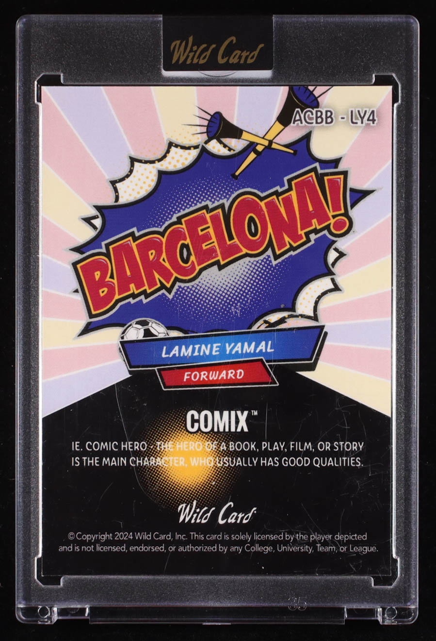 Lamine Yamal 2024 Wild Card Alumination Comix Barcelona! Red Disco #ACGBLY4 RC #2/2 at PristineAuction.com Lamine Yamal 2024 Wild Card Alumination Comix Barcelona! Red Disco #ACGBLY4 RC #2/2 at PristineAuction.com