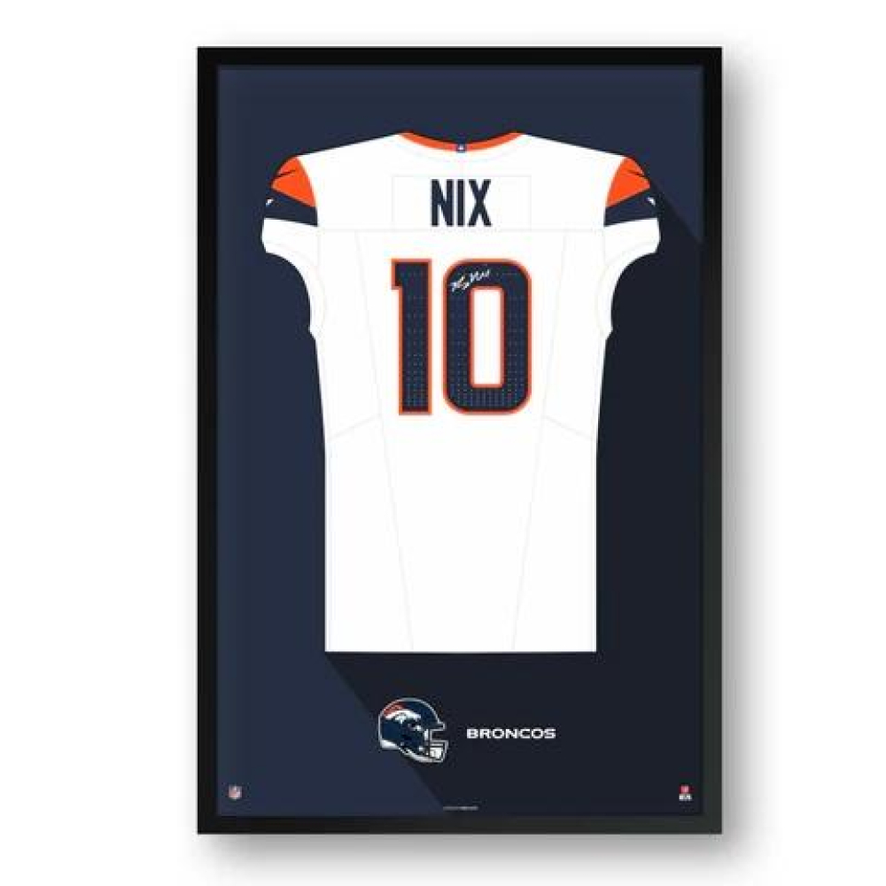 Bo Nix Broncos Custom Framed Jersey Art Print at PristineAuction.com Bo Nix Broncos Custom Framed Jersey Art Print at PristineAuction.com