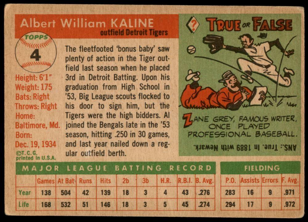 Al Kaline 1955 Topps #4 at PristineAuction.com Al Kaline 1955 Topps #4 at PristineAuction.com