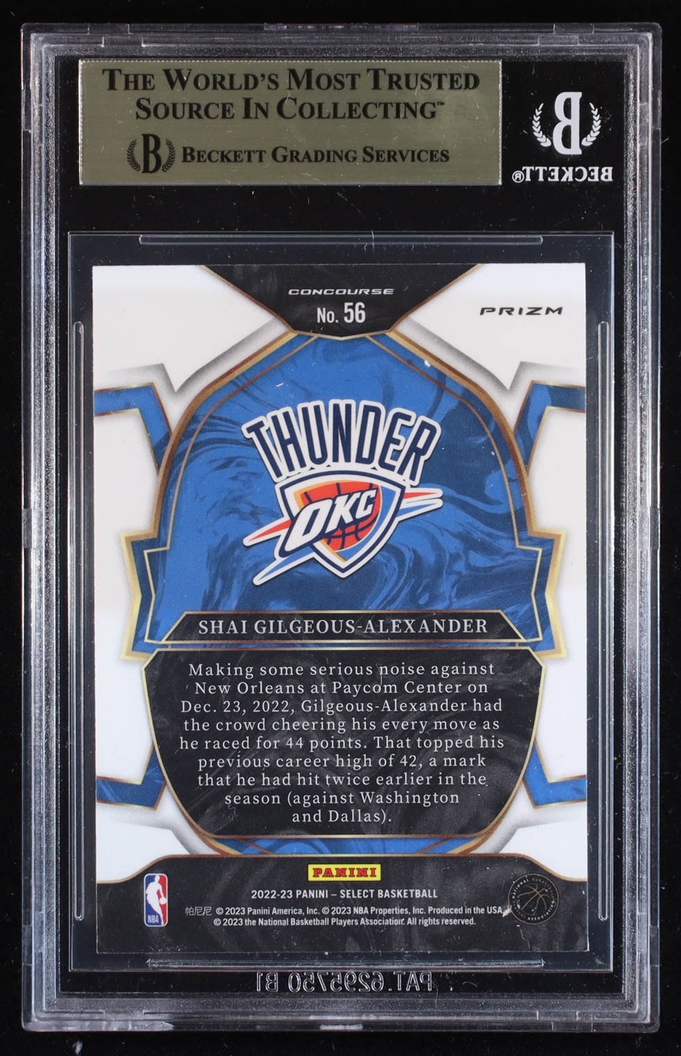 Shai Gilgeous-Alexander 2022-23 Select Prizms Blue Cracked Ice #56 (BGS 9.5) at PristineAuction.com Shai Gilgeous-Alexander 2022-23 Select Prizms Blue Cracked Ice #56 (BGS 9.5) at PristineAuction.com