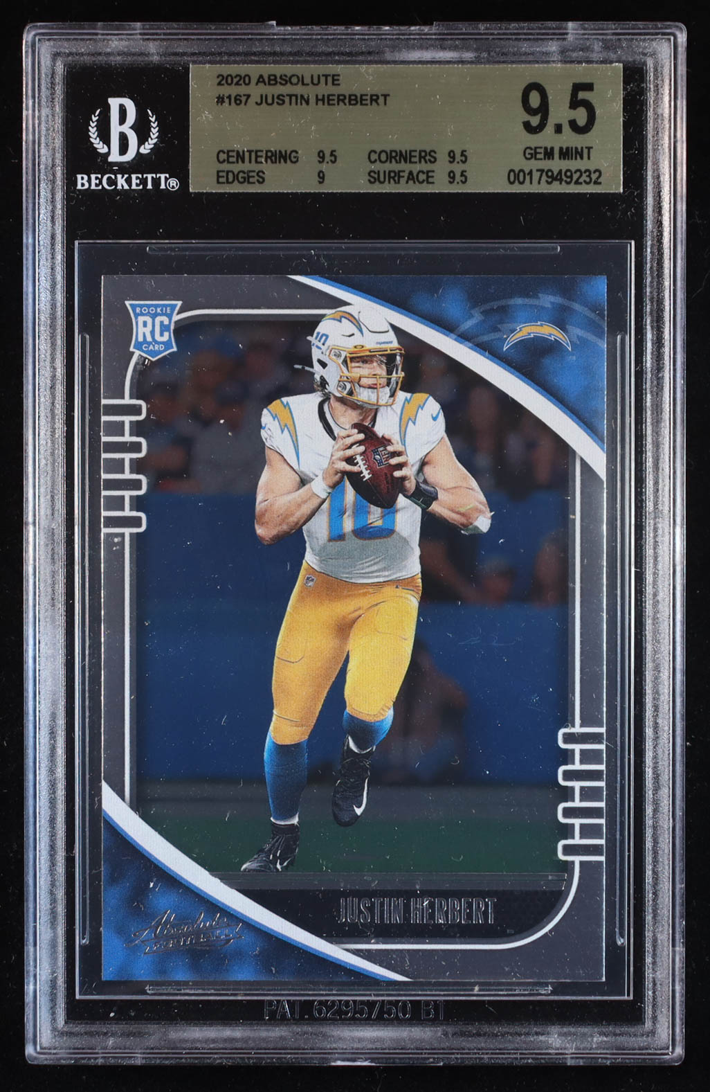 Justin Herbert 2020 Absolute #167 RC (BGS 9.5) at PristineAuction.com Justin Herbert 2020 Absolute #167 RC (BGS 9.5) at PristineAuction.com