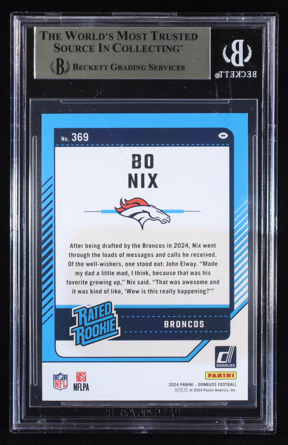 Bo Nix 2024 Donruss Press Proof Red #369 RR RC (BGS 9.5) at PristineAuction.com Bo Nix 2024 Donruss Press Proof Red #369 RR RC (BGS 9.5) at PristineAuction.com