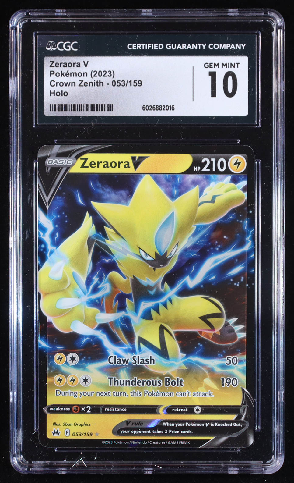 Zeraora V Pokemon 2023 Crown Zenith #53 Holo (CGC 10) at PristineAuction.com Zeraora V Pokemon 2023 Crown Zenith #53 Holo (CGC 10) at PristineAuction.com