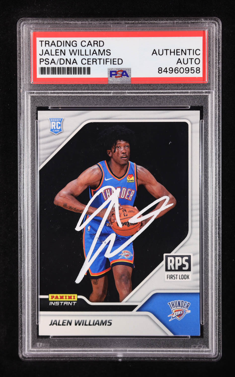 Jalen Williams Signed 2022-23 Panini Instant RPS First Look #RPS11 RC (PSA Authentic) at PristineAuction.com Jalen Williams Signed 2022-23 Panini Instant RPS First Look #RPS11 RC (PSA Authentic) at PristineAuction.com