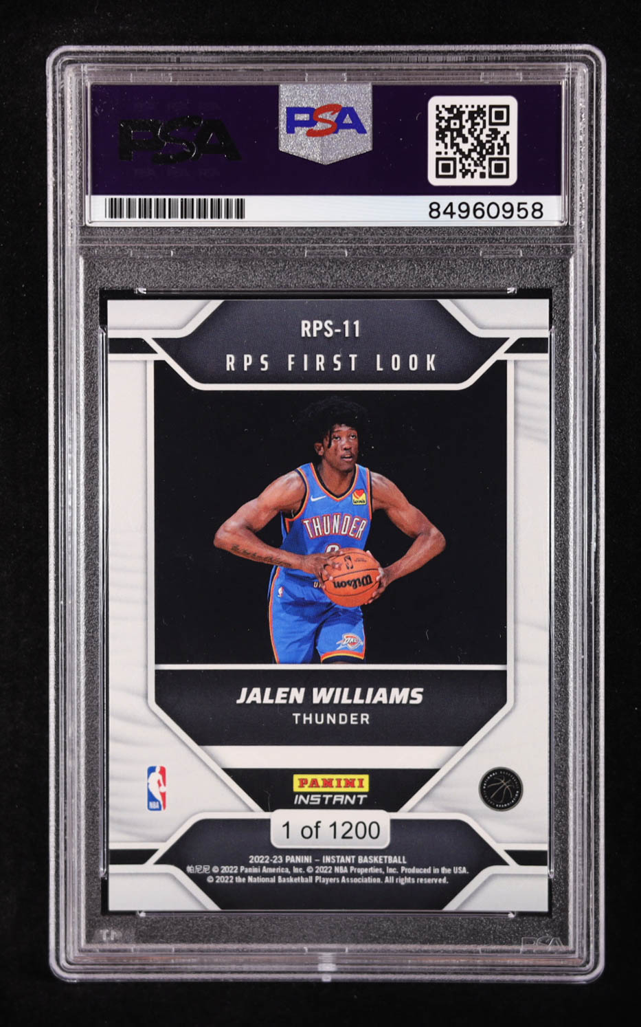 Jalen Williams Signed 2022-23 Panini Instant RPS First Look #RPS11 RC (PSA Authentic) at PristineAuction.com Jalen Williams Signed 2022-23 Panini Instant RPS First Look #RPS11 RC (PSA Authentic) at PristineAuction.com