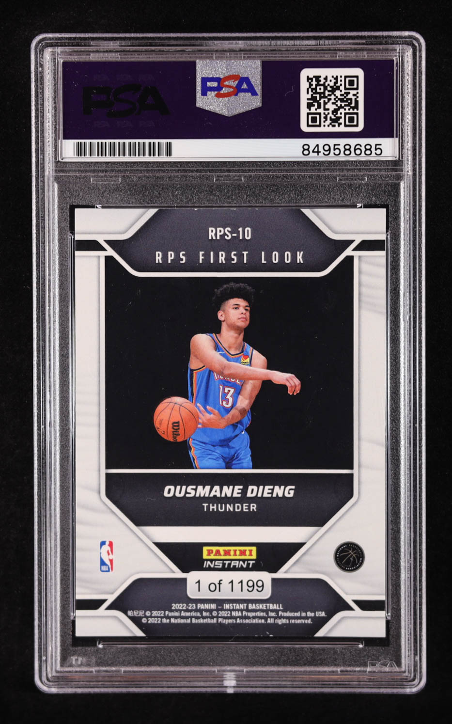 Ousmane Dieng Signed 2022-23 Panini Instant RPS First Look #RPS10 RC (PSA Authentic) at PristineAuction.com Ousmane Dieng Signed 2022-23 Panini Instant RPS First Look #RPS10 RC (PSA Authentic) at PristineAuction.com
