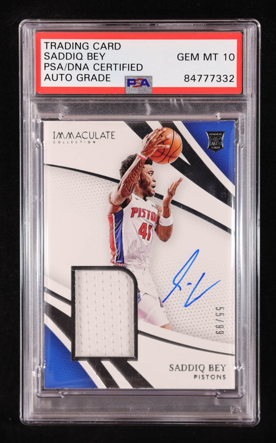 Saddiq Bey Signed 2020-21 Immaculate Collection #20 #55/99 RC (PSA 10) at PristineAuction.com Saddiq Bey Signed 2020-21 Immaculate Collection #20 #55/99 RC (PSA 10) at PristineAuction.com