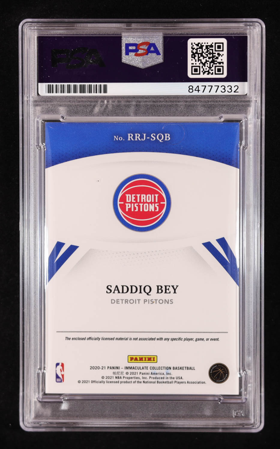 Saddiq Bey Signed 2020-21 Immaculate Collection #20 #55/99 RC (PSA 10) at PristineAuction.com Saddiq Bey Signed 2020-21 Immaculate Collection #20 #55/99 RC (PSA 10) at PristineAuction.com