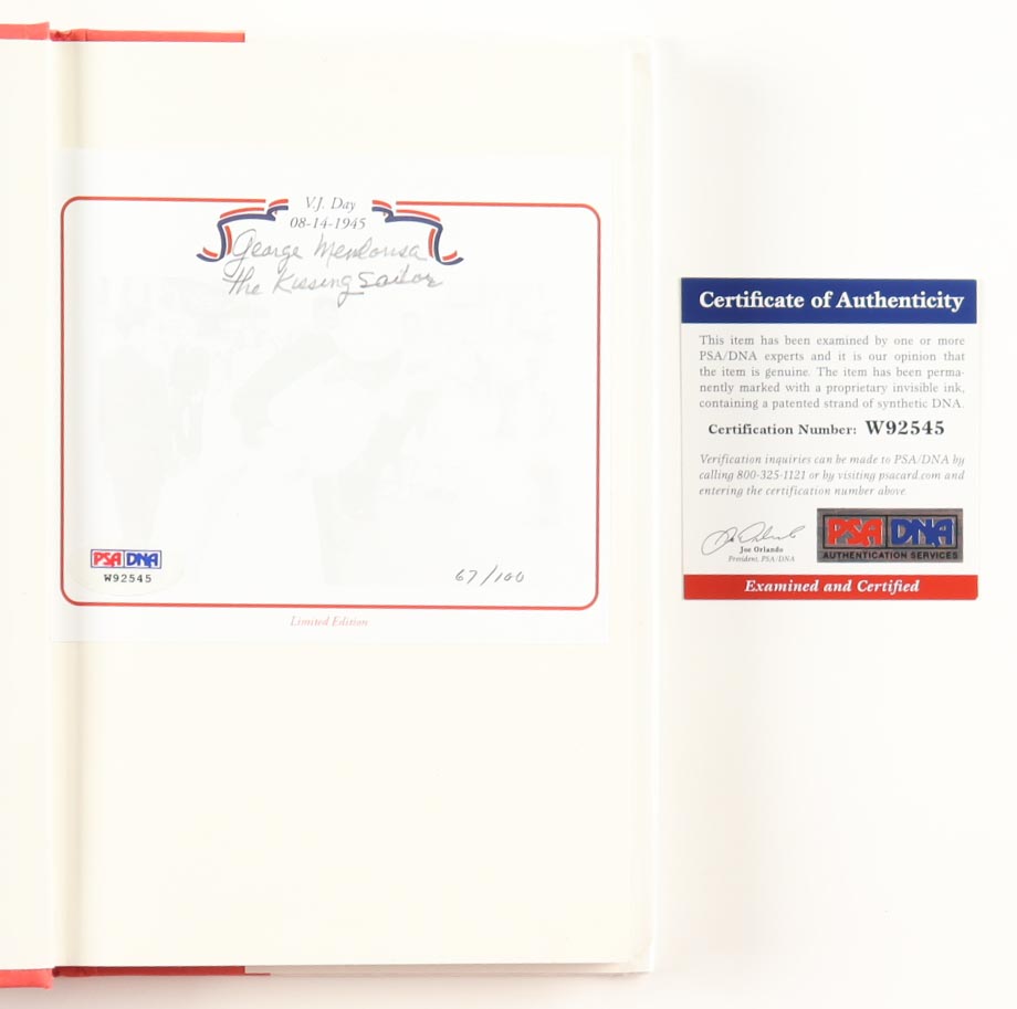 George Mendonsa Signed LE "The Kissing Sailor" Hardcover Book Inscribed "The Kissing Sailor" (PSA) at PristineAuction.com George Mendonsa Signed LE "The Kissing Sailor" Hardcover Book Inscribed "The Kissing Sailor" (PSA) at PristineAuction.com