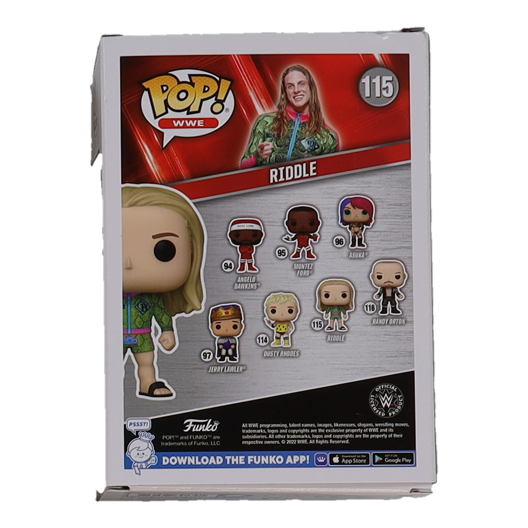 Matt Riddle Signed WWE #115 Funko Pop! Vinyl Figure (JSA) at PristineAuction.com Matt Riddle Signed WWE #115 Funko Pop! Vinyl Figure (JSA) at PristineAuction.com