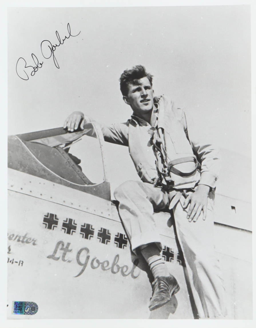 Robert Goebel Signed 8x10 Photo WWII 31st FG Ace 11 Victories (AIV) at PristineAuction.com Robert Goebel Signed 8x10 Photo WWII 31st FG Ace 11 Victories (AIV) at PristineAuction.com