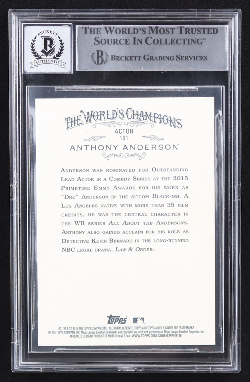 Anthony Anderson Signed 2016 Topps Allen & Ginter #191 (BGS | Autograph Grade 10) at PristineAuction.com Anthony Anderson Signed 2016 Topps Allen & Ginter #191 (BGS | Autograph Grade 10) at PristineAuction.com