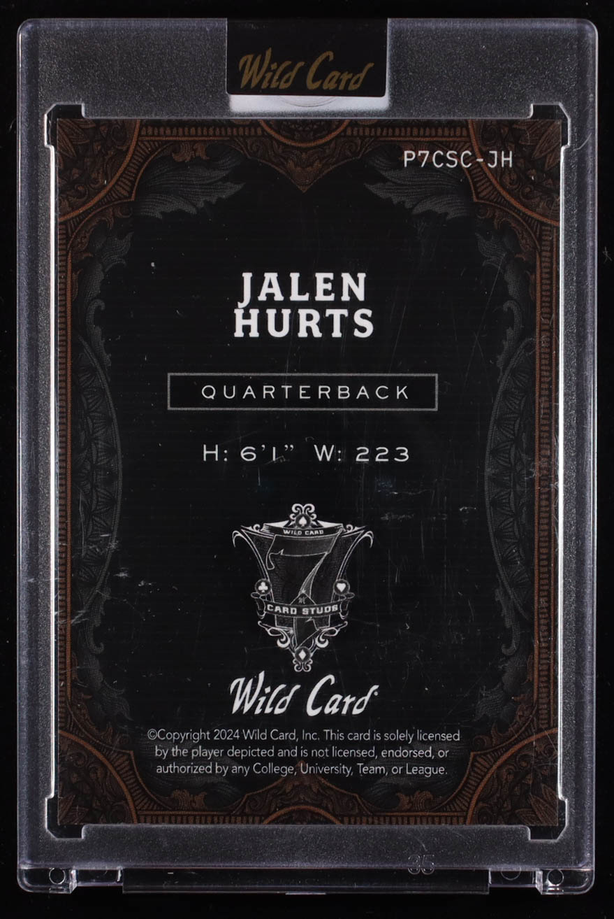 Jalen Hurts 2024 Wild Card 7 Card Studs #P7CSCJH #1/1 at PristineAuction.com Jalen Hurts 2024 Wild Card 7 Card Studs #P7CSCJH #1/1 at PristineAuction.com