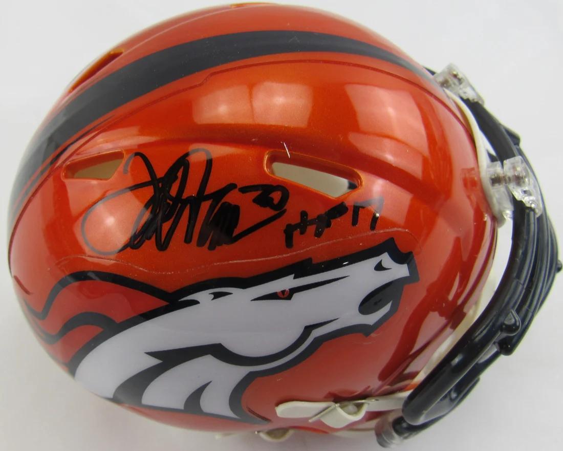 Terrell Davis Signed Broncos Flash Alternate Speed Mini Helmet Inscribed "HOF 17" (JSA) at PristineAuction.com Terrell Davis Signed Broncos Flash Alternate Speed Mini Helmet Inscribed "HOF 17" (JSA) at PristineAuction.com
