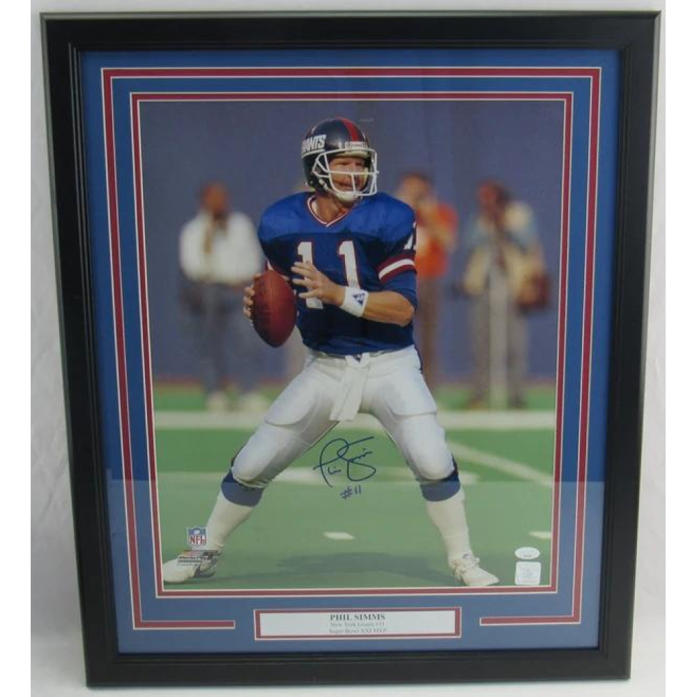 Phil Simms Signed Giants Custom Framed Photo (JSA) at PristineAuction.com