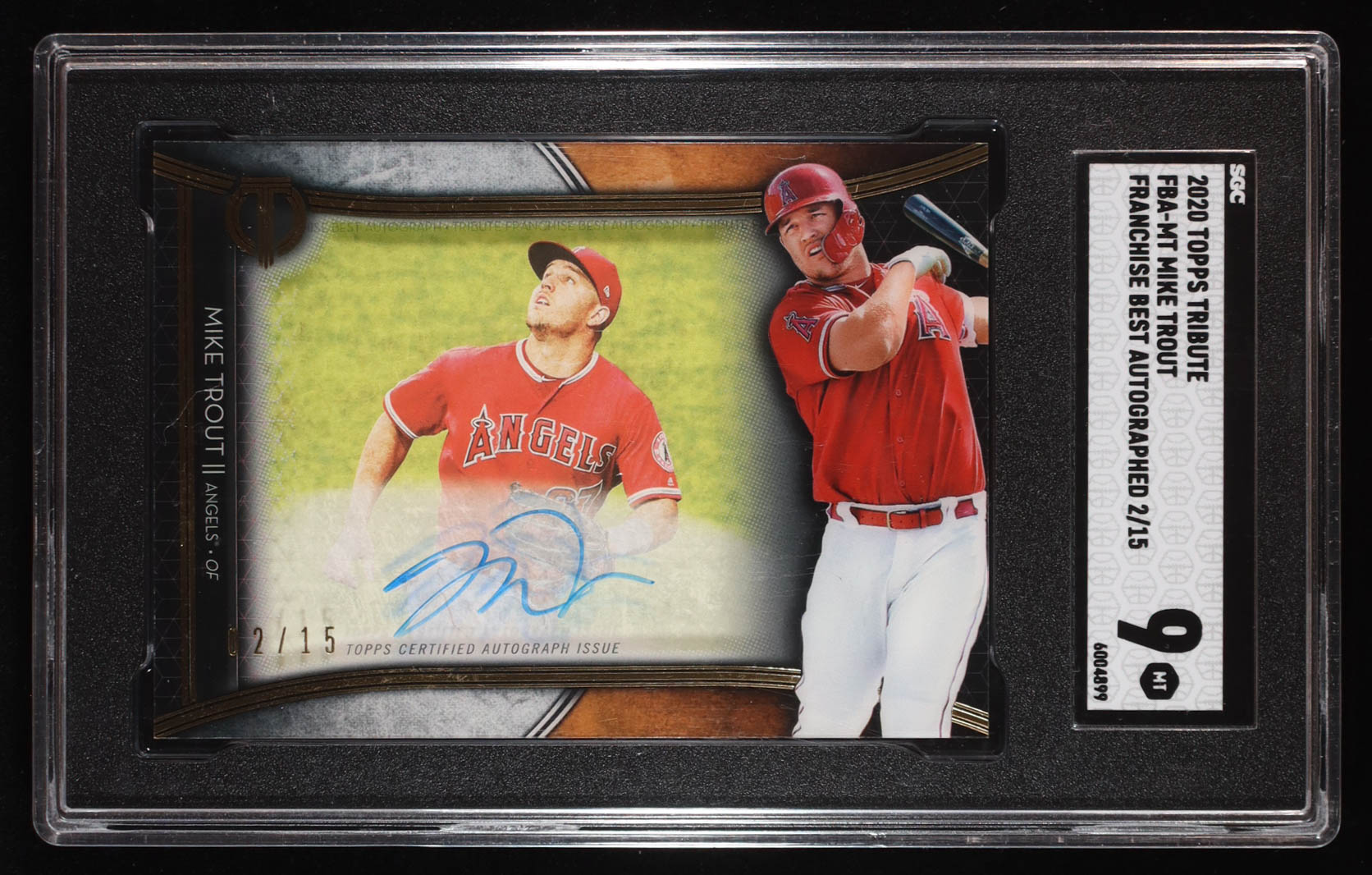 Mike Trout 2020 Topps Tribute Franchise Best Autographs #FBAMT #02/15 (SGC 9) at PristineAuction.com Mike Trout 2020 Topps Tribute Franchise Best Autographs #FBAMT #02/15 (SGC 9) at PristineAuction.com