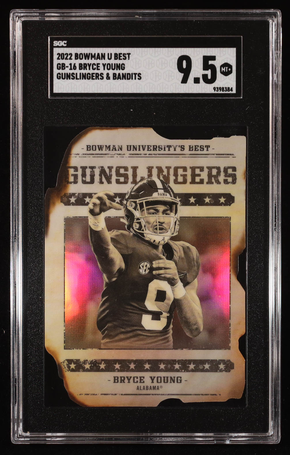 Bryce Young 2022 Bowman's Best University Gunslingers and Bandits #GB16 RC (SGC 9.5) at PristineAuction.com Bryce Young 2022 Bowman's Best University Gunslingers and Bandits #GB16 RC (SGC 9.5) at PristineAuction.com