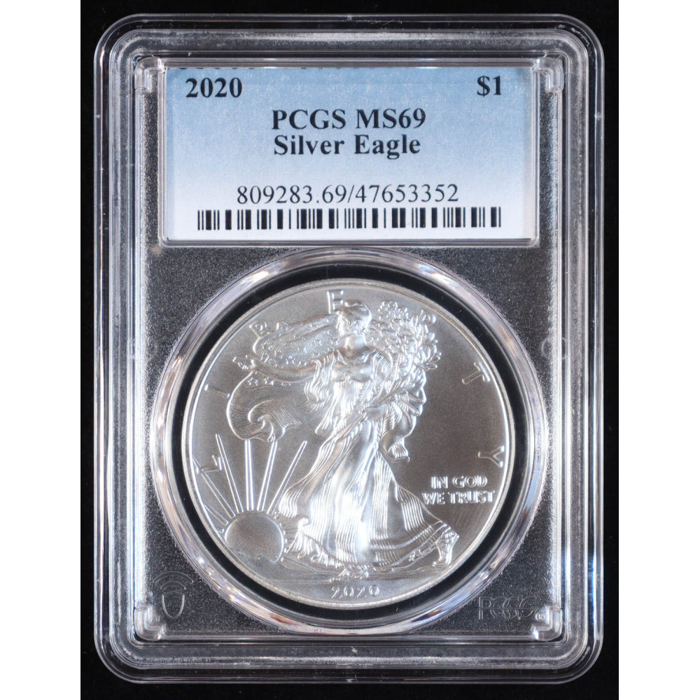 2020 Silver Eagle 1oz. Fine Silver $1 Dollar Coin (PCGS MS69) at PristineAuction.com