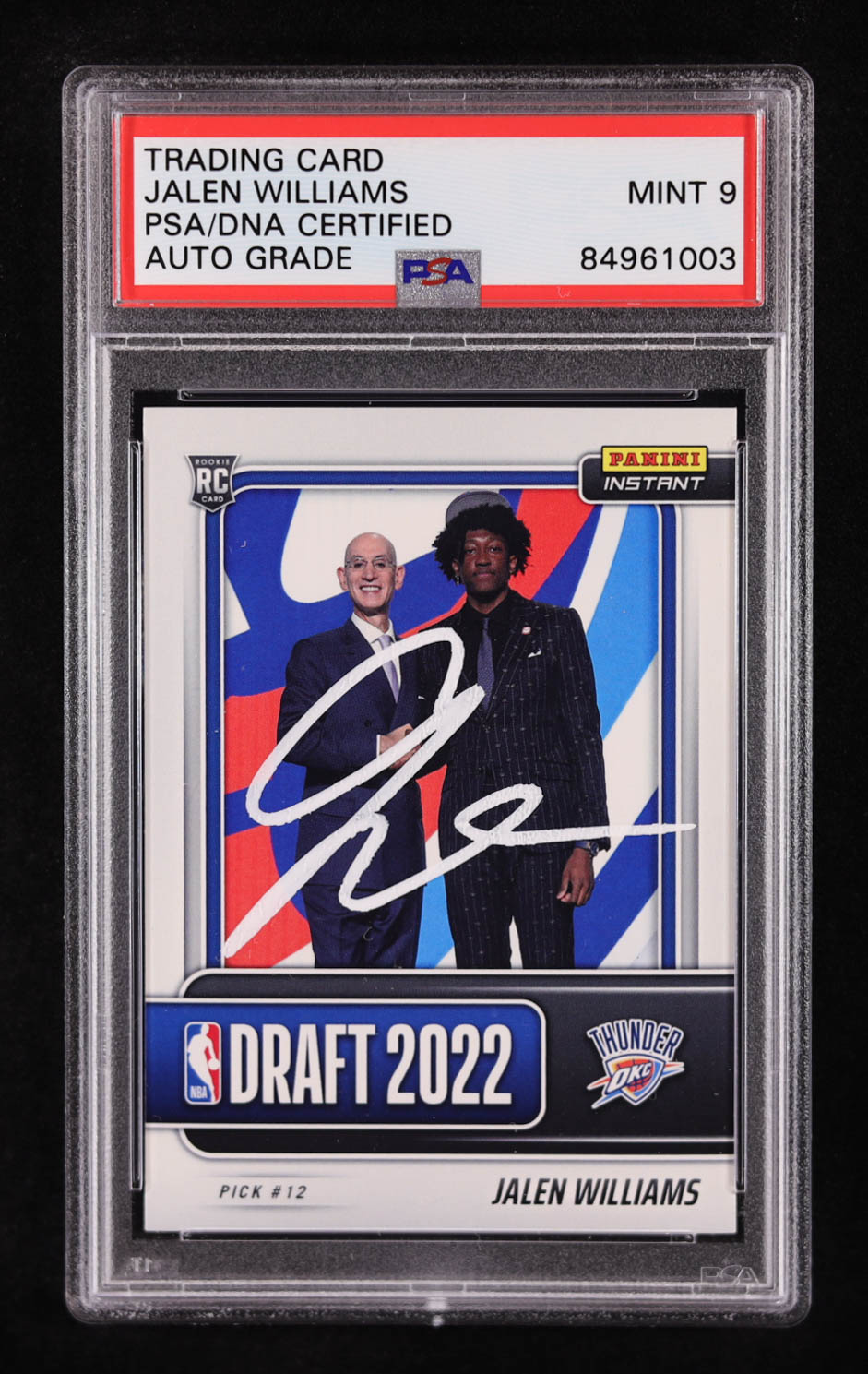 Jalen Williams Signed 2022-23 Panini Instant Draft Night #DN12 RC (PSA 9) at PristineAuction.com Jalen Williams Signed 2022-23 Panini Instant Draft Night #DN12 RC (PSA 9) at PristineAuction.com