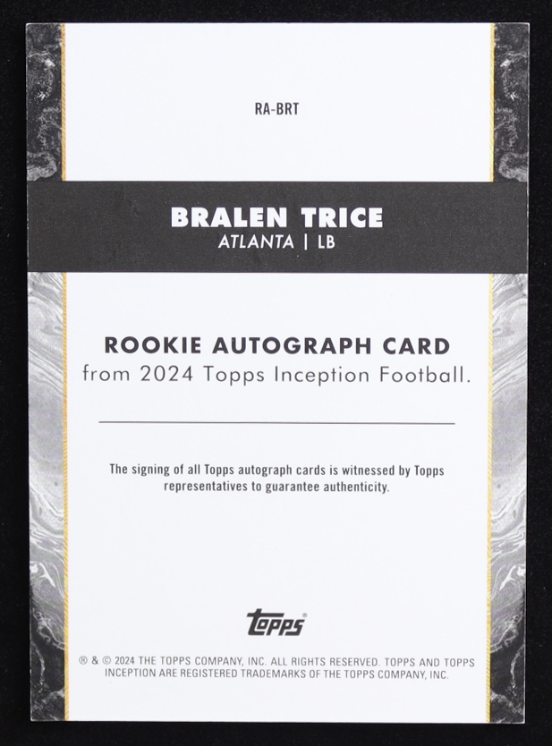 Bralen Trice 2024 Topps Inception Rookie Autographs Magenta #RABRT RC #75/99 at PristineAuction.com Bralen Trice 2024 Topps Inception Rookie Autographs Magenta #RABRT RC #75/99 at PristineAuction.com