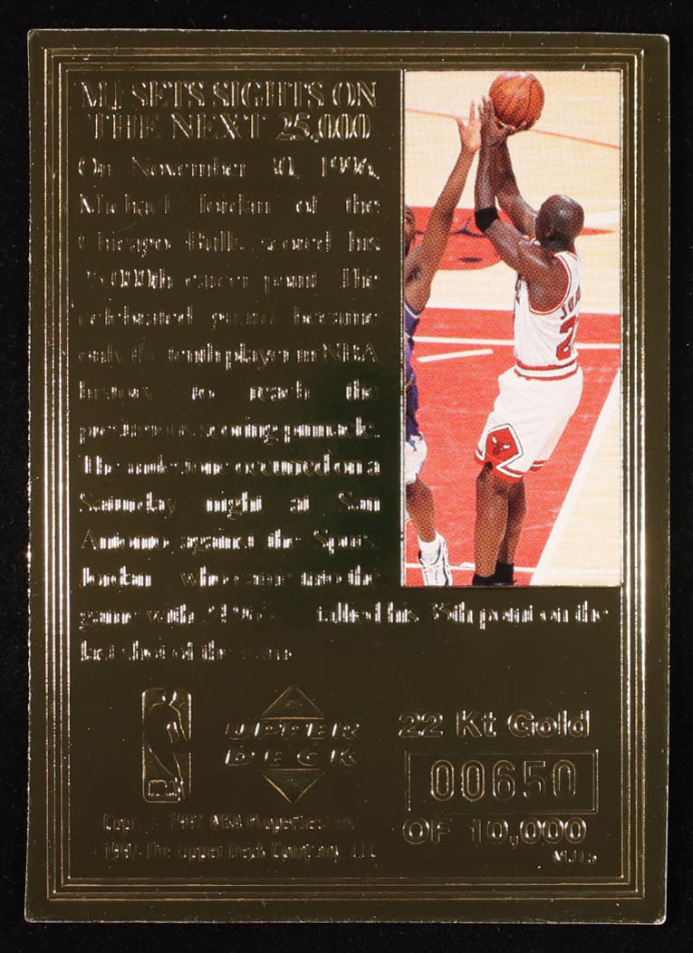 Michael Jordan 1996 Upper Deck 22K Gold Michael Jordan #NNO 25000 Career Points at PristineAuction.com Michael Jordan 1996 Upper Deck 22K Gold Michael Jordan #NNO 25000 Career Points at PristineAuction.com