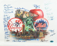 New York Mets & New York Yankees "Subway Series" LE 20x24 Canvas Art Print Signed by (32) with Duke Snider, Darryl Strawberry, Joe Pepitone, Monte Irvin, Charlie Hayes (MAB) at PristineAuction.com