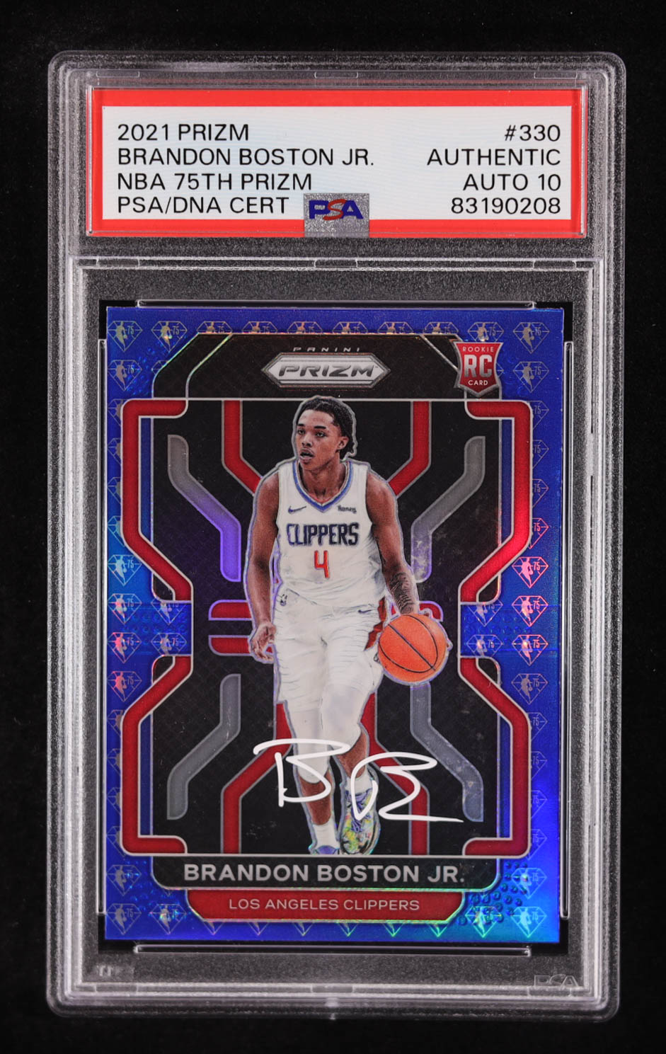 Brandon Boston Jr. Signed 2021-22 Panini Prizm Prizms NBA 75th Anniversary #330 RC (PSA Authentic) at PristineAuction.com Brandon Boston Jr. Signed 2021-22 Panini Prizm Prizms NBA 75th Anniversary #330 RC (PSA Authentic) at PristineAuction.com