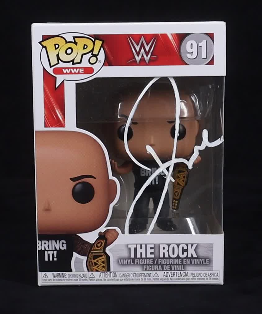 The Rock Signed WWE #91 Funko Pop! Vinyl Figure (ACOA) at PristineAuction.com
