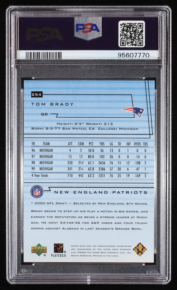 Tom Brady Signed 2000 Upper Deck #254 RC (PSA | Auto 10) at PristineAuction.com Tom Brady Signed 2000 Upper Deck #254 RC (PSA | Auto 10) at PristineAuction.com