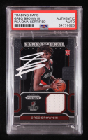Greg Brown III Signed 2021-22 Panini Prizm Sensational Swatches #96 RC (PSA Authentic) at PristineAuction.com