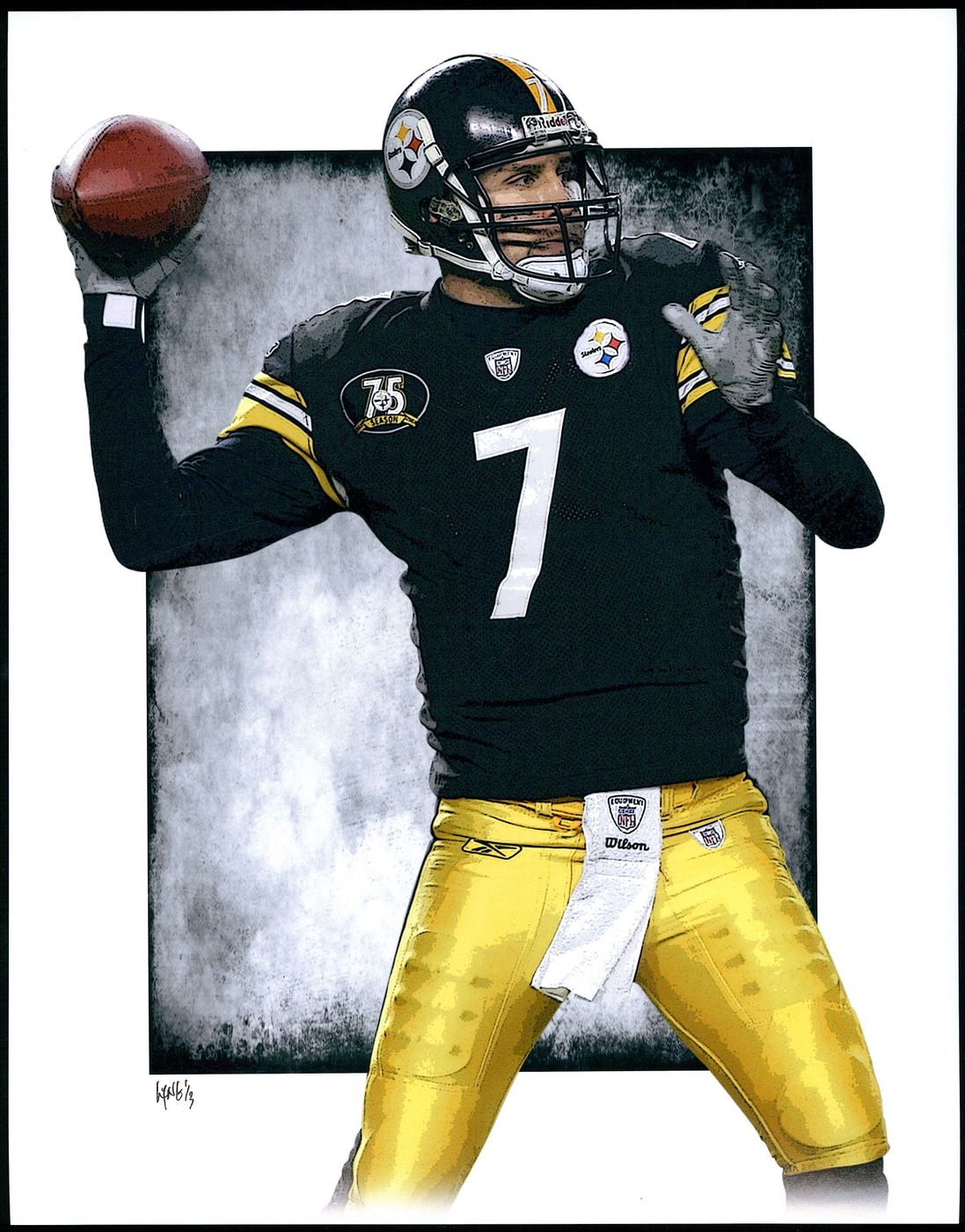 Ben Roethlisberger Steelers Limited Edition 11x14 Signed Art Print by Jeff Lang (Artist Proof #1/3) at PristineAuction.com Ben Roethlisberger Steelers Limited Edition 11x14 Signed Art Print by Jeff Lang (Artist Proof #1/3) at PristineAuction.com