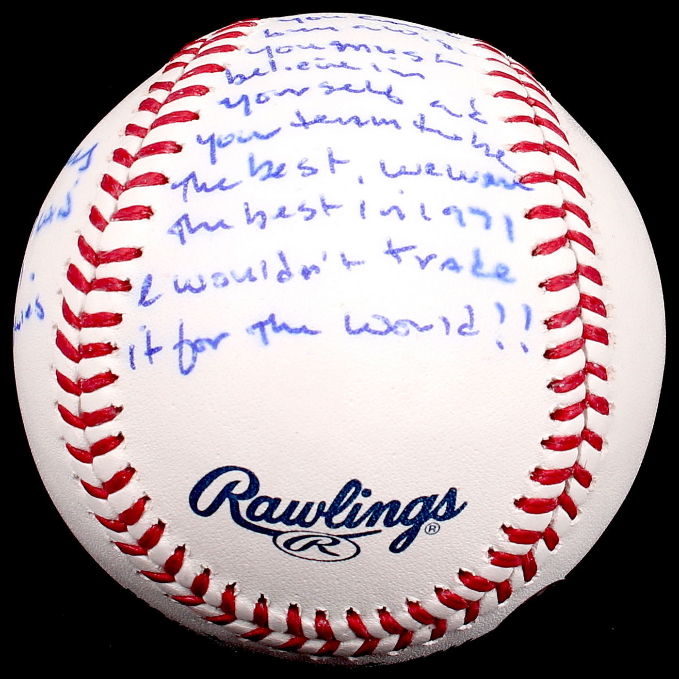 Steve Blass Signed OML "Complete Game 7 Win 1971 World Series" Story Ball with Extensive Inscription (Stallard COA) at PristineAuction.com Steve Blass Signed OML "Complete Game 7 Win 1971 World Series" Story Ball with Extensive Inscription (Stallard COA) at PristineAuction.com