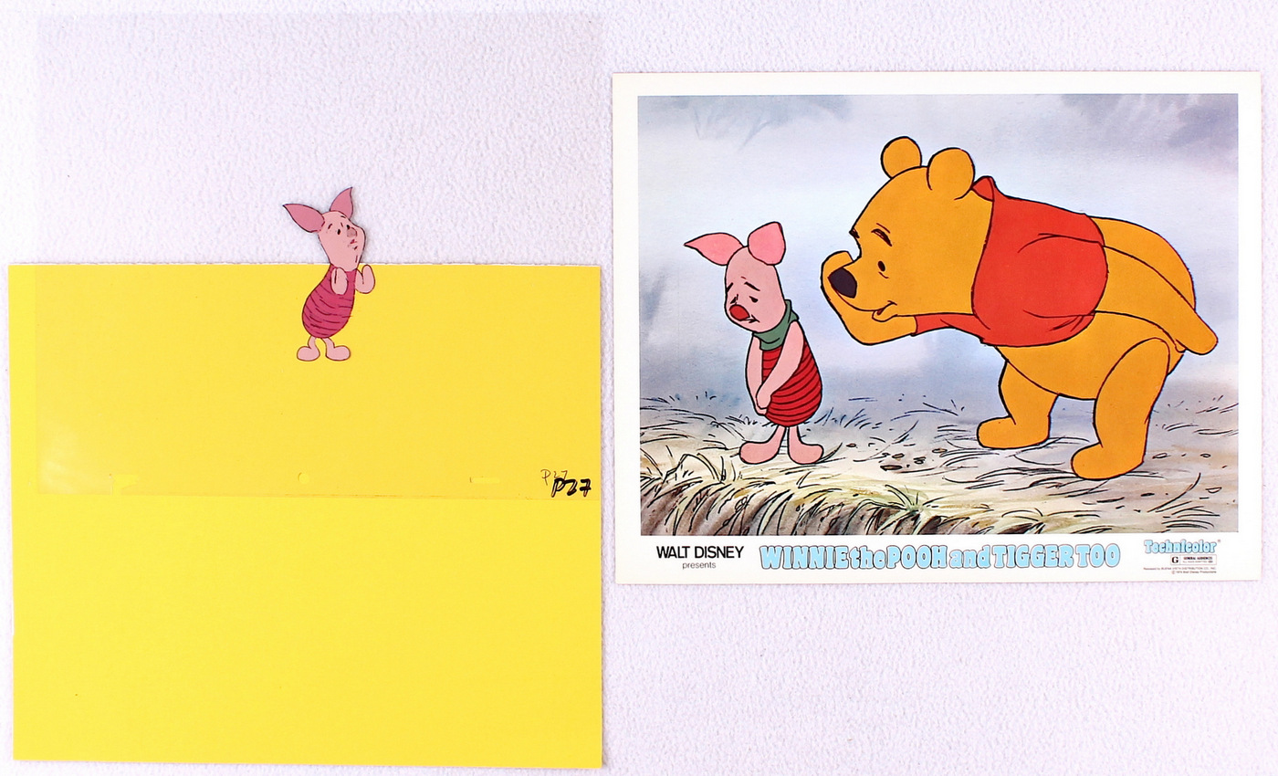 Lot of (2) Vintage Winnie the Pooh & Piglet Items Including Piglet "Winnie the Pooh" Walt Disney Original Hand-Painted Animation Production Cel & "Winnie the Pooh and Tigger Too" Lobby Card at PristineAuction.com Lot of (2) Vintage Winnie the Pooh & Piglet Items Including Piglet "Winnie the Pooh" Walt Disney Original Hand-Painted Animation Production Cel & "Winnie the Pooh and Tigger Too" Lobby Card at PristineAuction.com