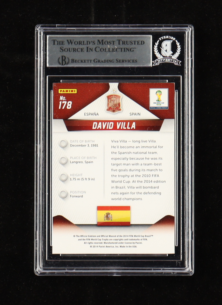 David Villa Signed 2014 Panini Prizm World Cup Prizms #178 (BGS) at PristineAuction.com David Villa Signed 2014 Panini Prizm World Cup Prizms #178 (BGS) at PristineAuction.com