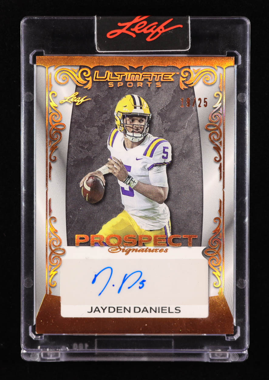 Jayden Daniels 2024 Leaf Ultimate Sports Ultimate Prospect Signatures Bronze #UPSJD1 RC #19/25 at PristineAuction.com Jayden Daniels 2024 Leaf Ultimate Sports Ultimate Prospect Signatures Bronze #UPSJD1 RC #19/25 at PristineAuction.com