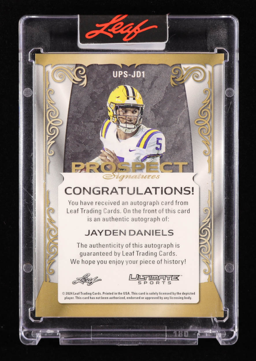 Jayden Daniels 2024 Leaf Ultimate Sports Ultimate Prospect Signatures Bronze #UPSJD1 RC #19/25 at PristineAuction.com Jayden Daniels 2024 Leaf Ultimate Sports Ultimate Prospect Signatures Bronze #UPSJD1 RC #19/25 at PristineAuction.com