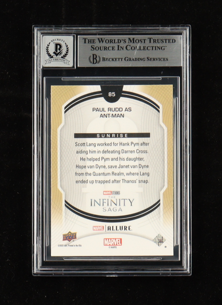 Paul Rudd Signed 2022 UD Marvel Studios Allure Sunrise #85 (BGS | Autograph Graded 10) at PristineAuction.com Paul Rudd Signed 2022 UD Marvel Studios Allure Sunrise #85 (BGS | Autograph Graded 10) at PristineAuction.com