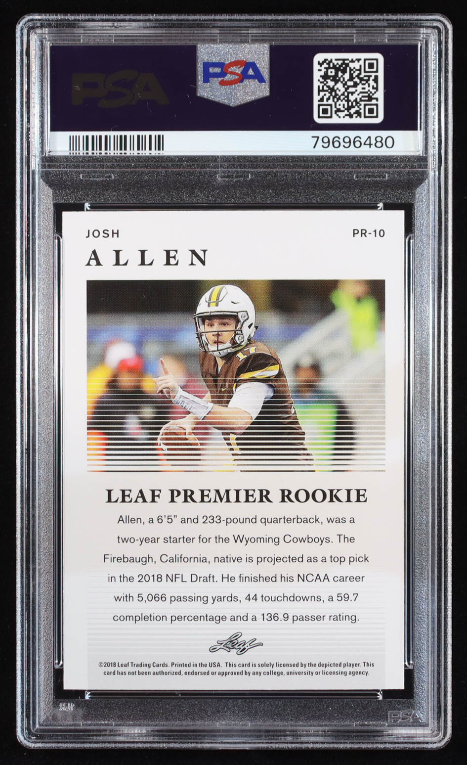 Josh Allen 2018 Leaf Special Release Premier Rookie #PR10 RC (PSA 10) at PristineAuction.com Josh Allen 2018 Leaf Special Release Premier Rookie #PR10 RC (PSA 10) at PristineAuction.com