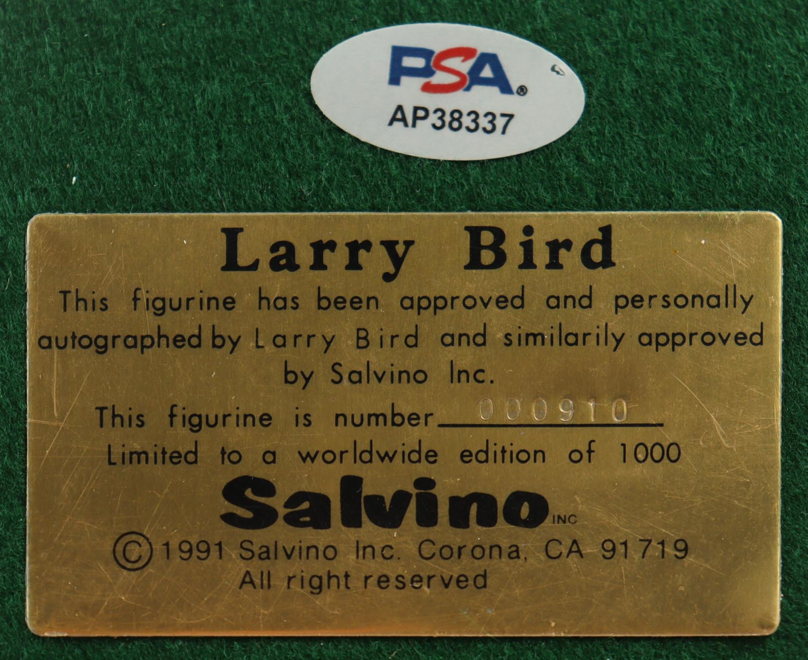 Larry Bird Signed Celtics Figurine (PSA & Salvino) at PristineAuction.com Larry Bird Signed Celtics Figurine (PSA & Salvino) at PristineAuction.com