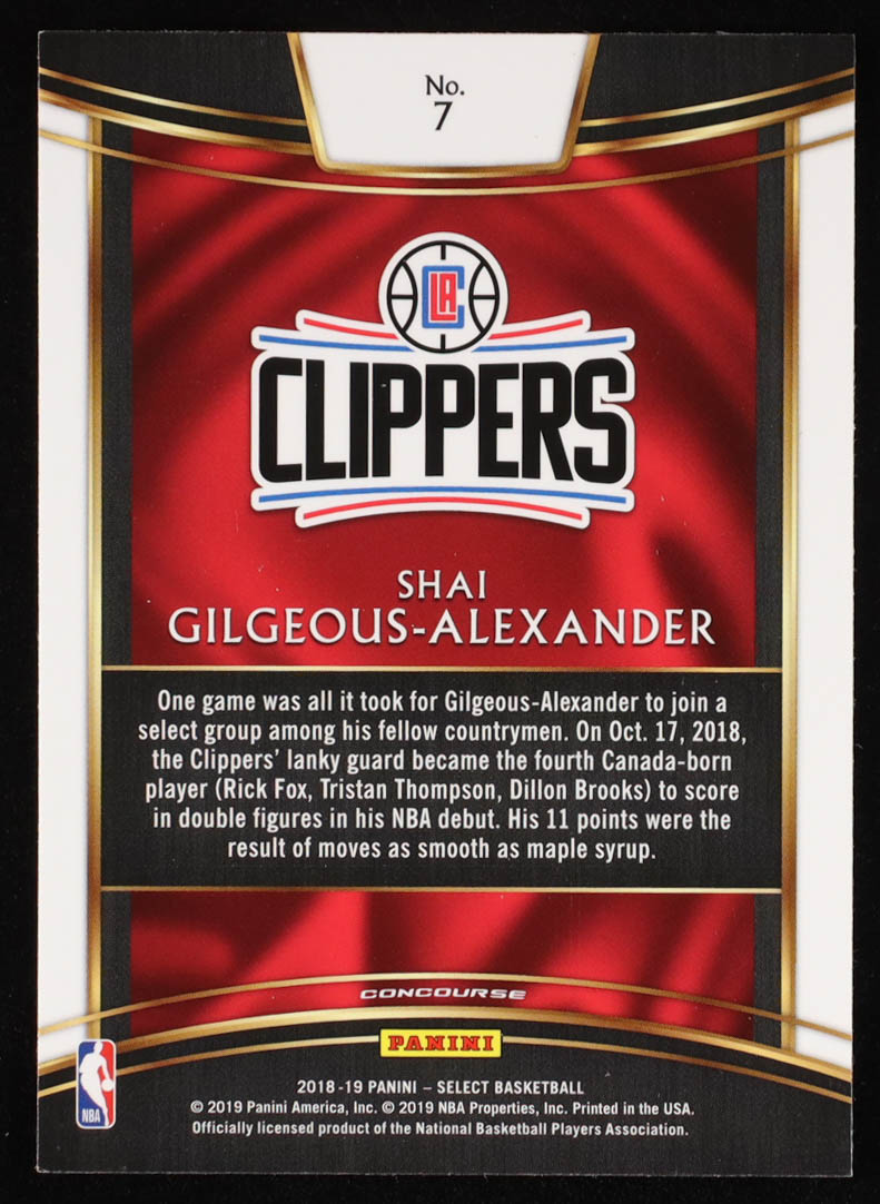Shai Gilgeous-Alexander 2018-19 Select #7 RC at PristineAuction.com Shai Gilgeous-Alexander 2018-19 Select #7 RC at PristineAuction.com