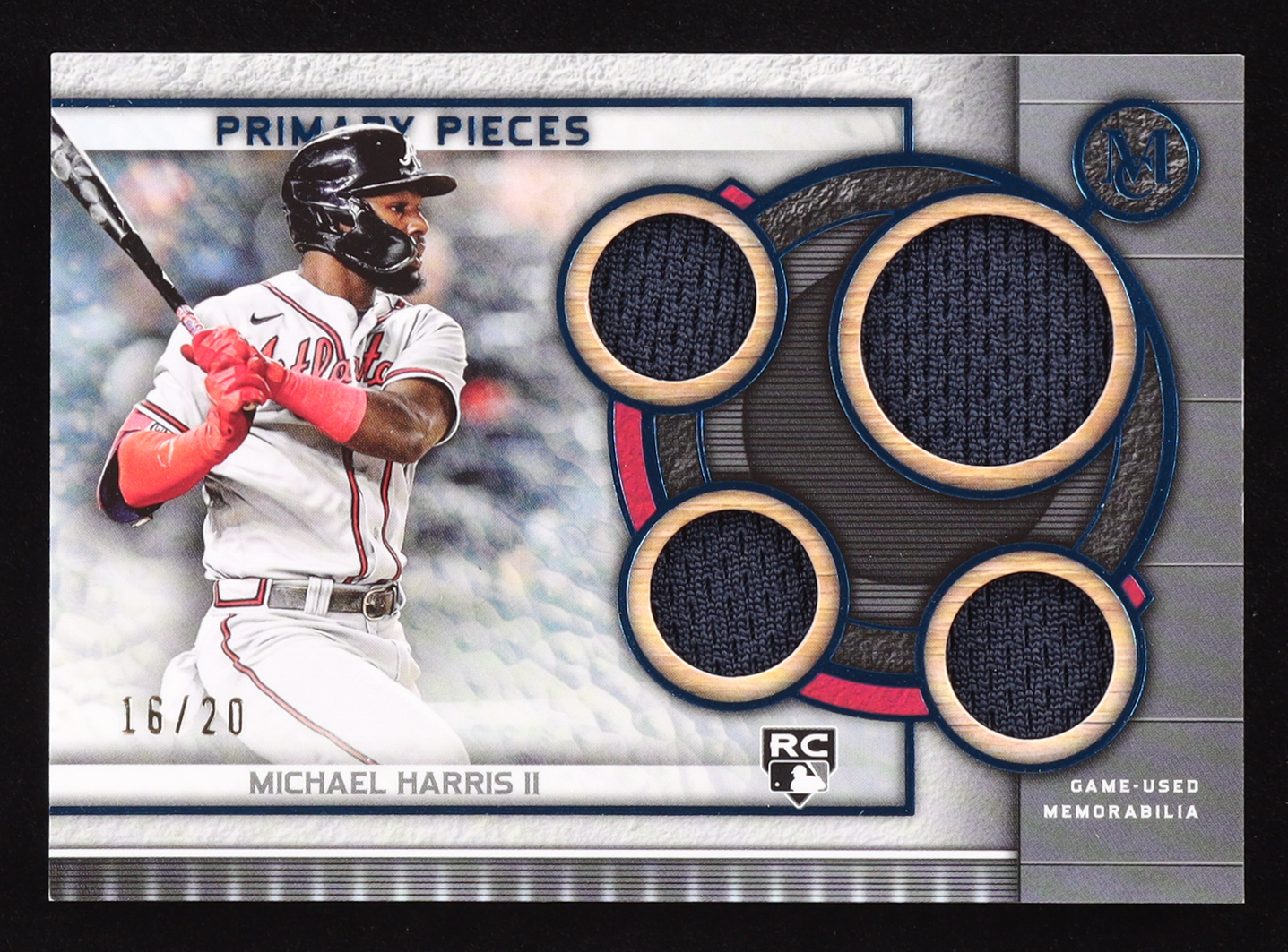 Michael Harris II 2023 Topps Museum Collection Primary Pieces Quad Relics Sapphire #SPPPQRMH RC #16/20 at PristineAuction.com Michael Harris II 2023 Topps Museum Collection Primary Pieces Quad Relics Sapphire #SPPPQRMH RC #16/20 at PristineAuction.com