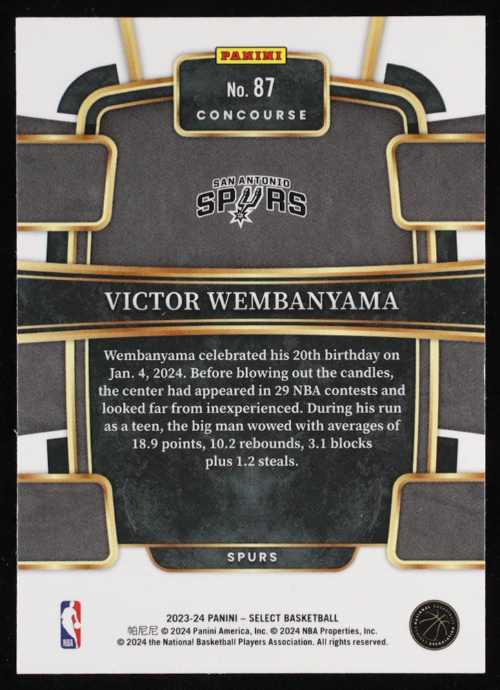Victor Wembanyama 2023-24 Select #87 RC at PristineAuction.com Victor Wembanyama 2023-24 Select #87 RC at PristineAuction.com