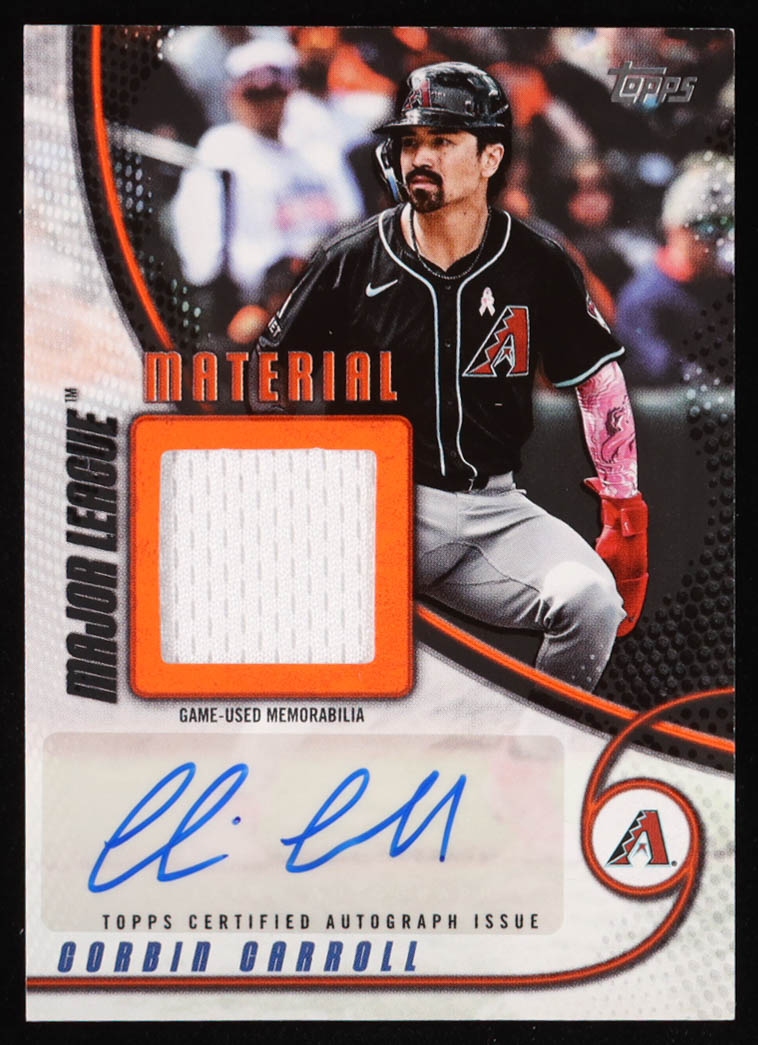 Corbin Carroll 2025 Topps Major League Materials Autographs Orange #MLMARCC #20/25 at PristineAuction.com Corbin Carroll 2025 Topps Major League Materials Autographs Orange #MLMARCC #20/25 at PristineAuction.com