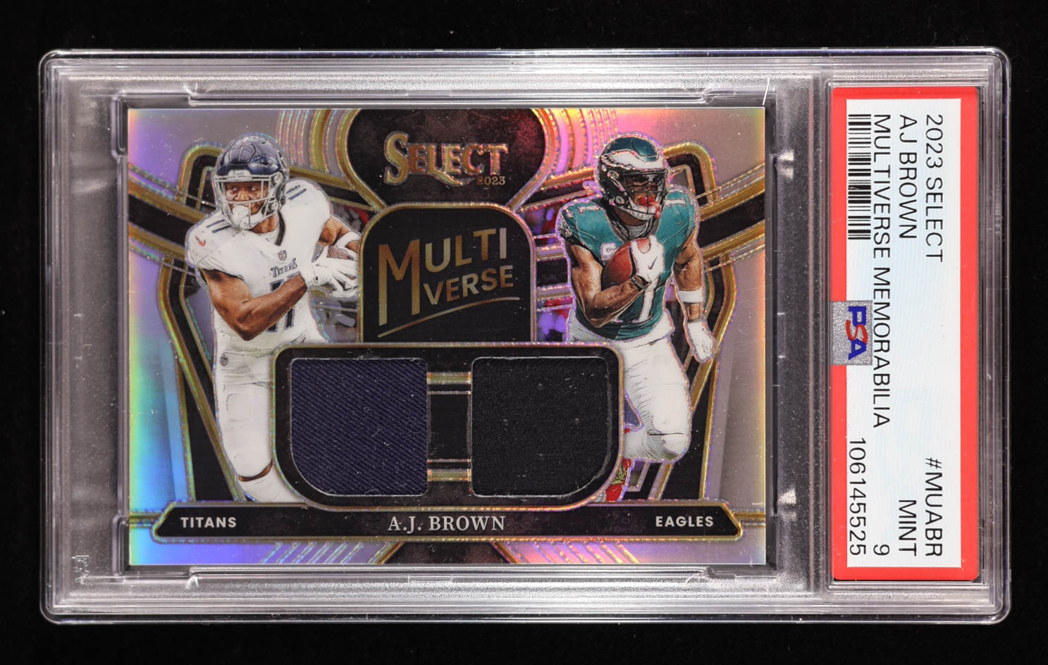 A.J. Brown 2023 Select Multiverse Dual Jerseys Prizm #3 #14/99 (PSA 9) at PristineAuction.com A.J. Brown 2023 Select Multiverse Dual Jerseys Prizm #3 #14/99 (PSA 9) at PristineAuction.com