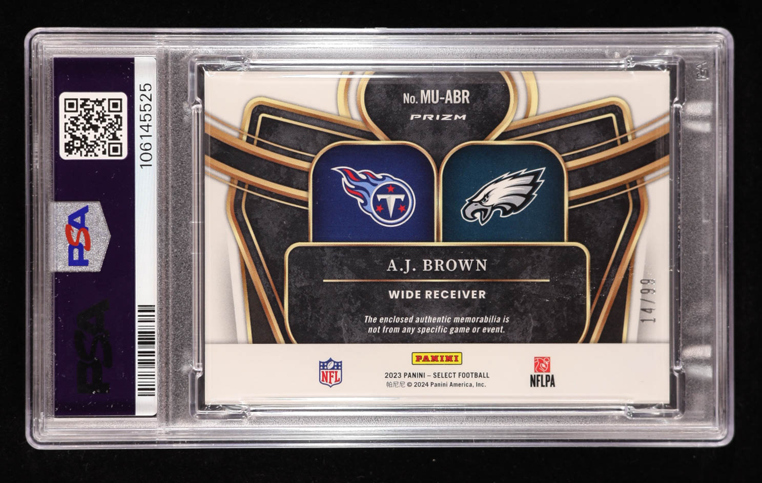 A.J. Brown 2023 Select Multiverse Dual Jerseys Prizm #3 #14/99 (PSA 9) at PristineAuction.com A.J. Brown 2023 Select Multiverse Dual Jerseys Prizm #3 #14/99 (PSA 9) at PristineAuction.com